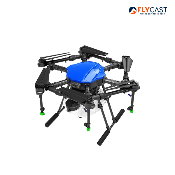 Front view of 10L Agriculture Drone with tank and propellers
