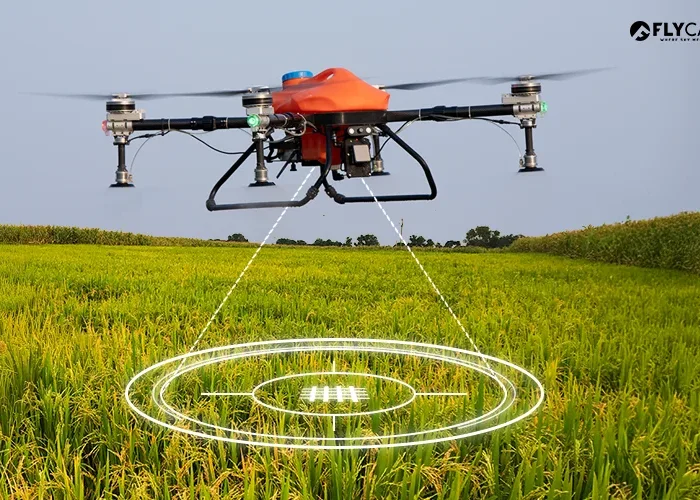 Agriculture drone with AI monitoring crop health in farmland