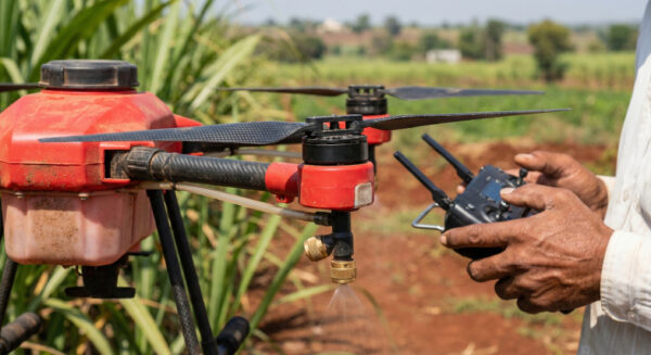Drone and controller close up